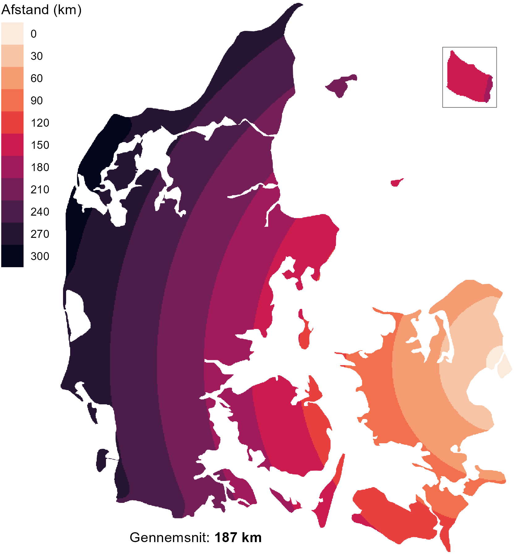Afstand til Københavns lufthavn.