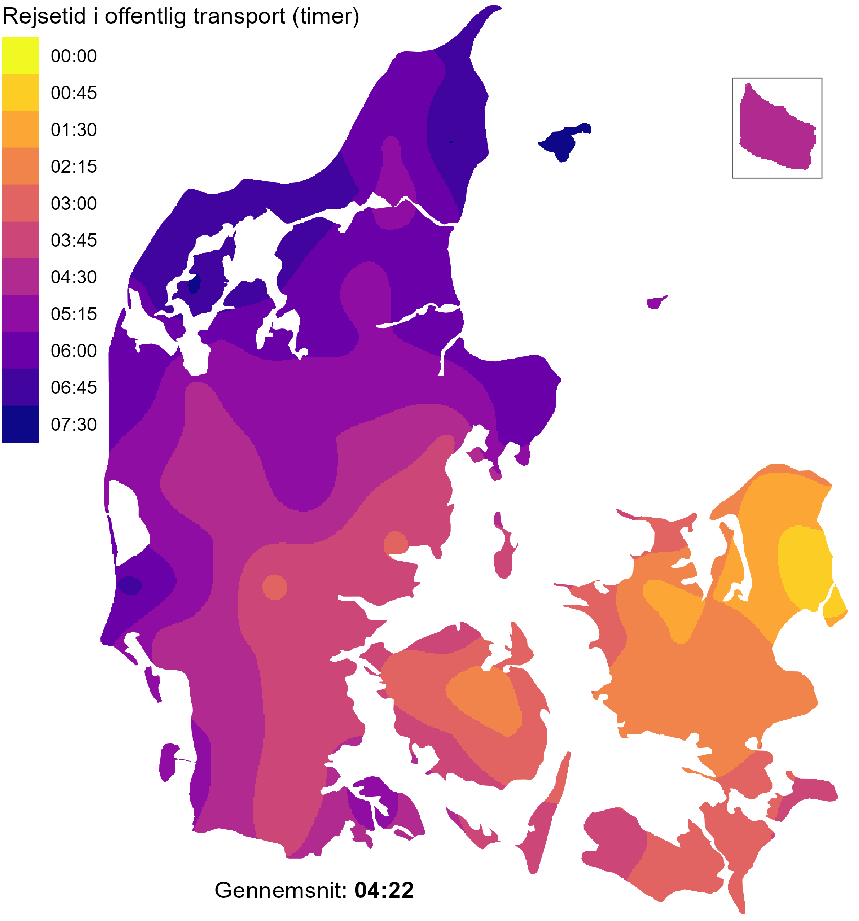 Rejsetid i offentlig transport fra Københavns lufthavn.